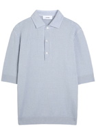 Lardini Ribbed Linen-blend Polo Shirt Light Blue