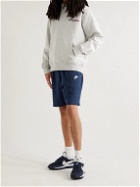 Nike - Straight-Leg Logo-Embroidered Cotton-Jersey Drawstring Shorts - Blue