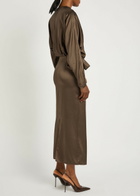 Staud Phoebe Draped Stretch-silk Dress Taupe