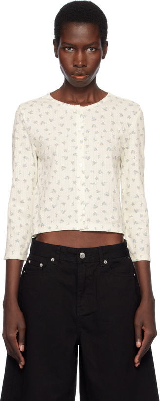Photo: Dunst Off-White Pointelle Crewneck Cardigan