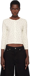 Dunst Off-White Pointelle Crewneck Cardigan