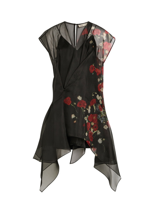 Photo: Khaite Merith Floral-print Ruffled Silk Mini Dress Black