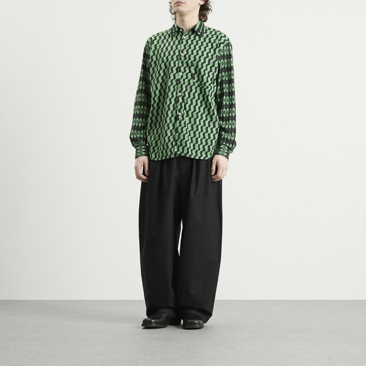 Comme des Garçons Homme Plus Men's Printed Long Sleeve Shirt in Green