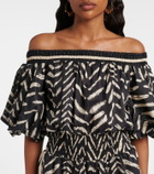 Johanna Ortiz Printed off-shoulder cotton romper