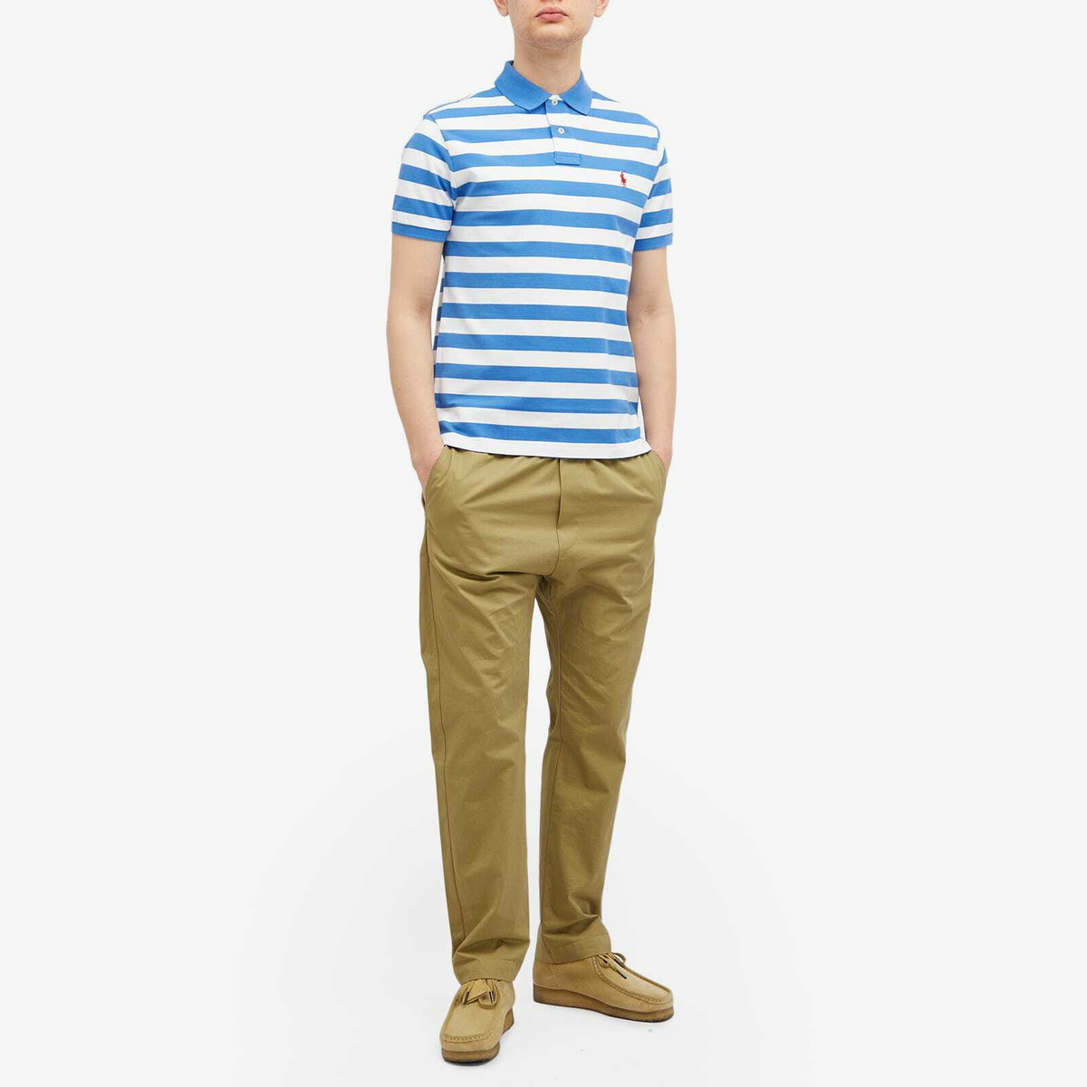 Polo Ralph Lauren Men's Bold Stripe Polo Shirt in New England Blue/White