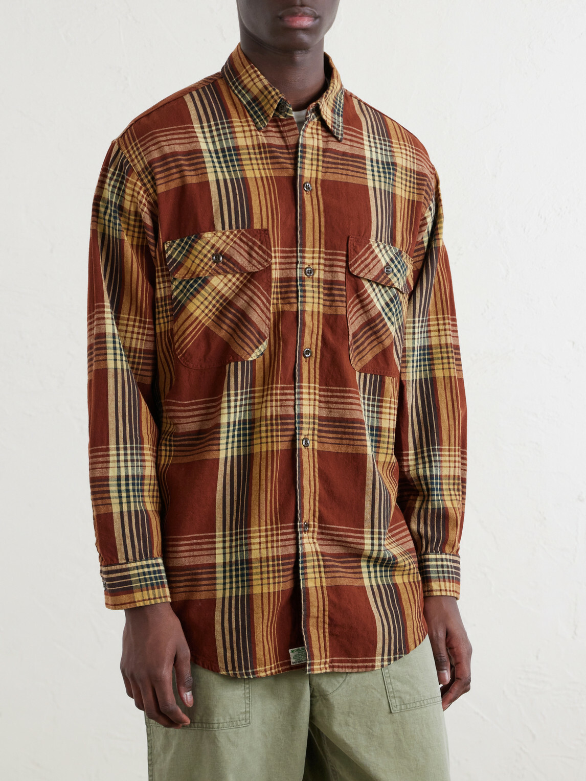 OrSlow - Checked Cotton and Linen-Blend Shirt - Brown