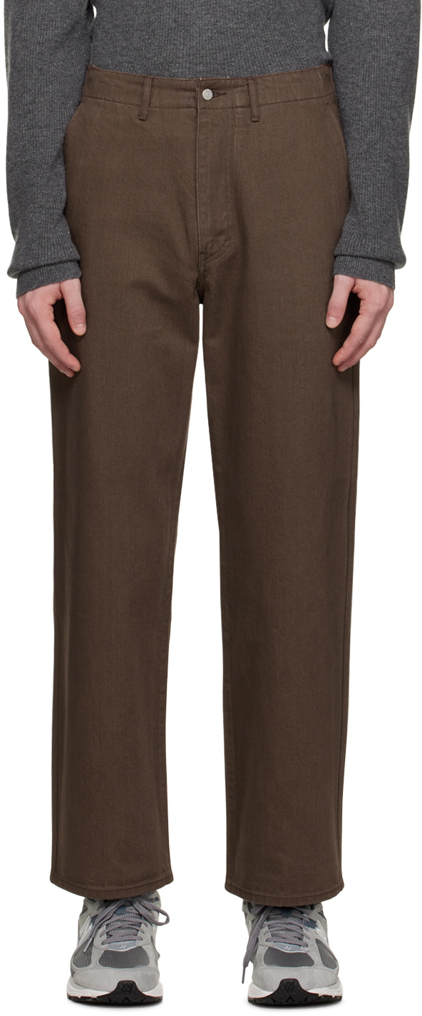 POTTERY Brown One Washed Wide Jeans