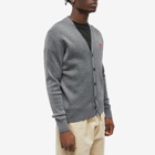 AMI Men's Small A Heart Cardigan in Heather Grey