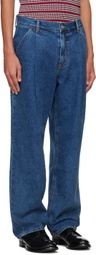 Uniform Bridge Blue Wide One Tuck Jeans