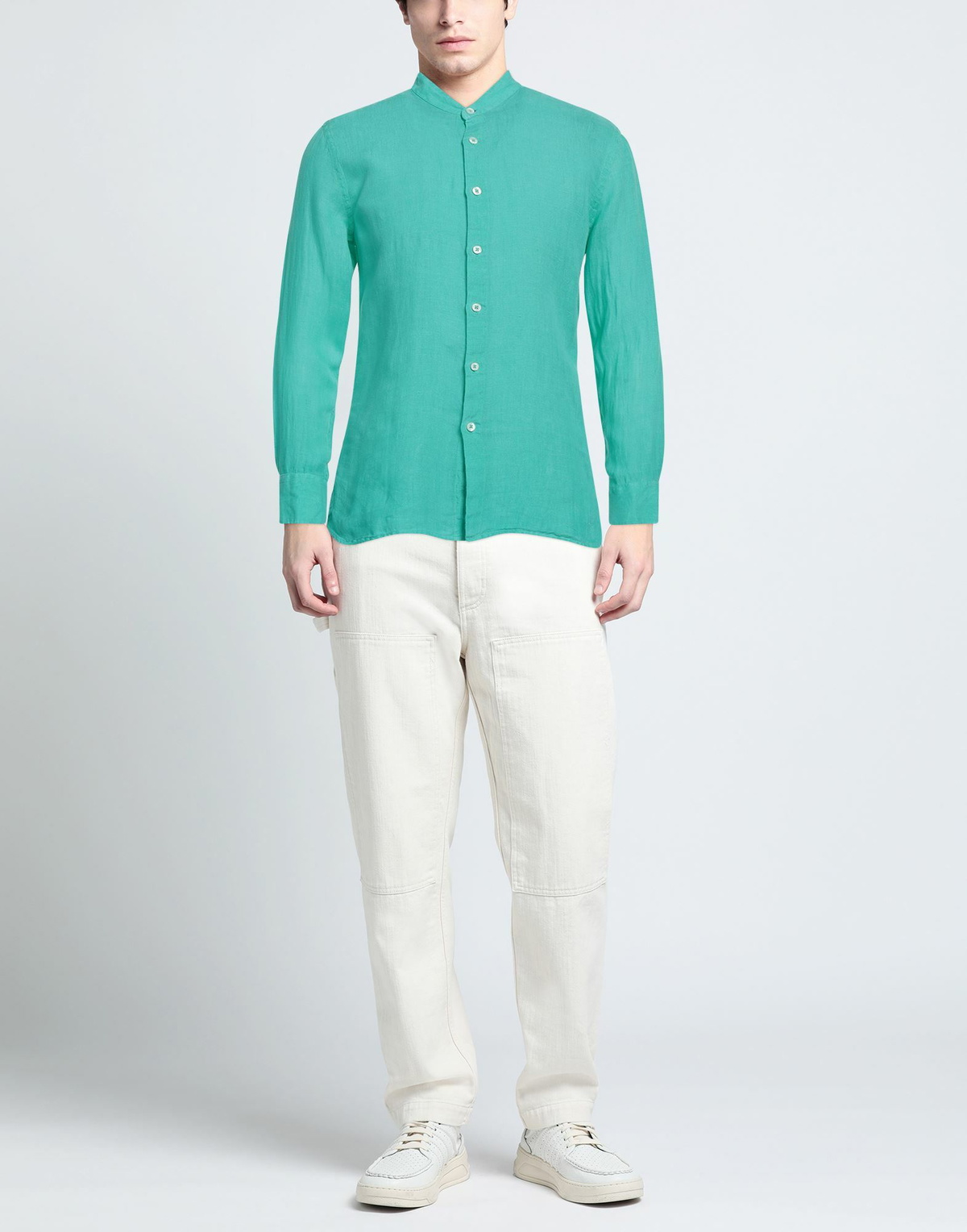 120% Lino Mens Shirt Emerald in Green