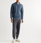 Loro Piana - Ribbed Cashmere and Silk-Blend Half-Zip Sweater - Blue