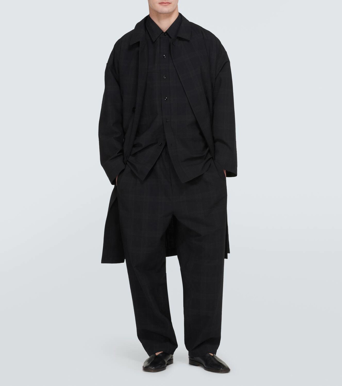 Lemaire Checked wool seersucker pants