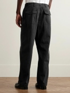 James Perse - Flight Straight-Leg Slub Cotton-Blend Twill Drawstring Trousers - Black