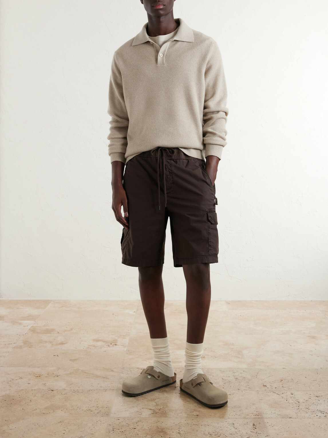 James Perse - Straight-Leg Stretch Cotton-Poplin Shorts - Brown
