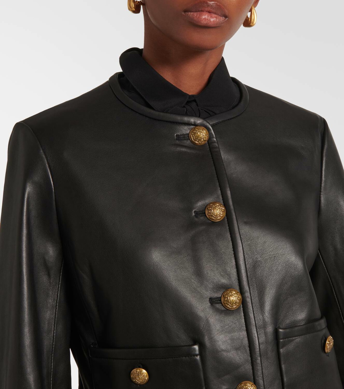 Veronica Beard Andrea cropped leather jacket
