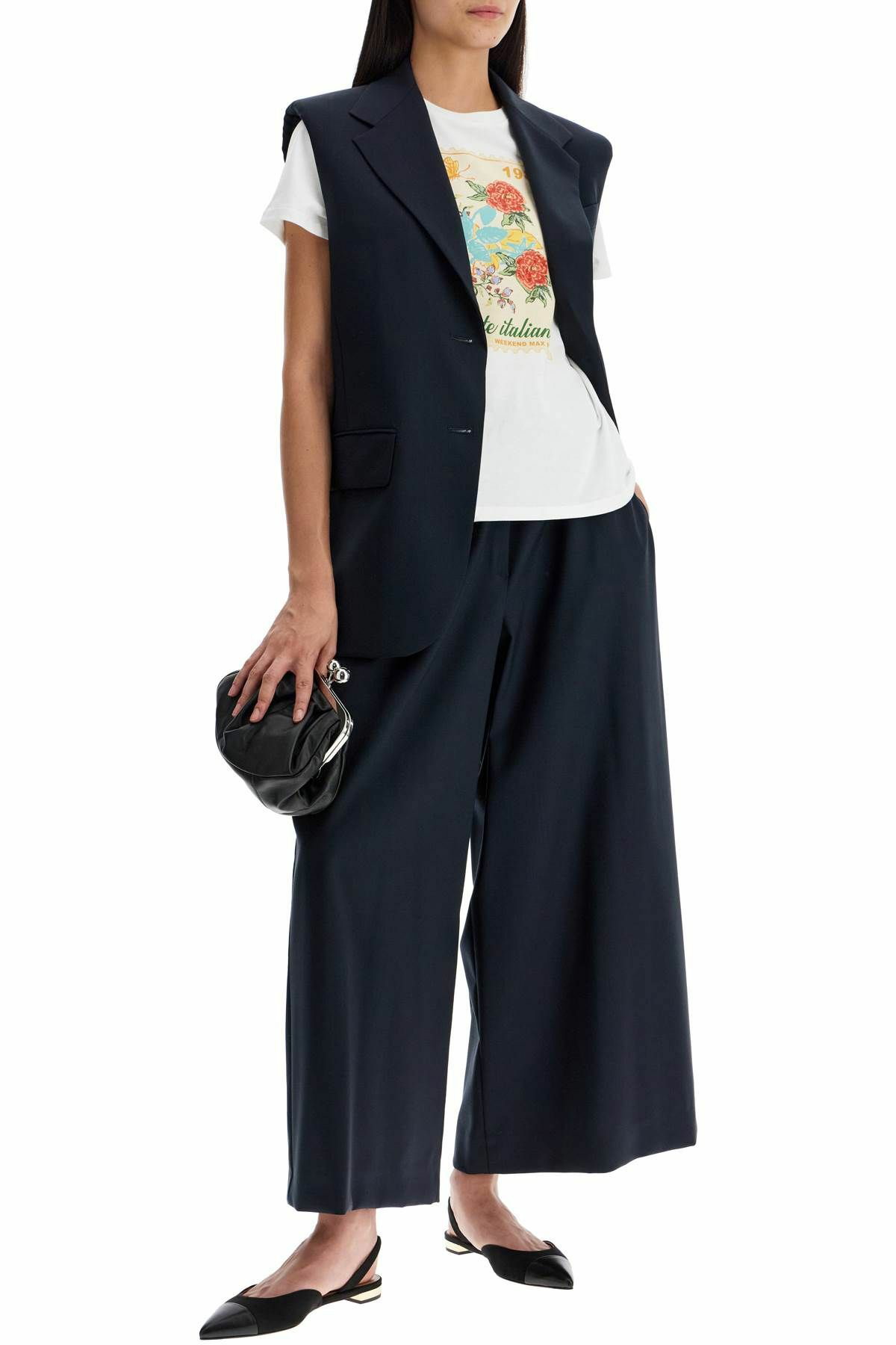 パンツ Max Mara Studio 'Elmo' pants Relaxed-fit wool yarn trousers, black | Weekend Max Mara