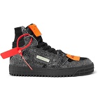 Off-White - Off-Court Textured-Leather, Suede and Canvas High-Top Sneakers - Black