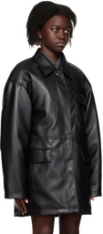 System Black Faux-Leather Jacket