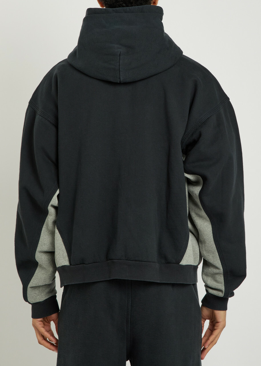 Gallery Dept. Panelled Hooded Cotton Sweatshirt Black Grey
