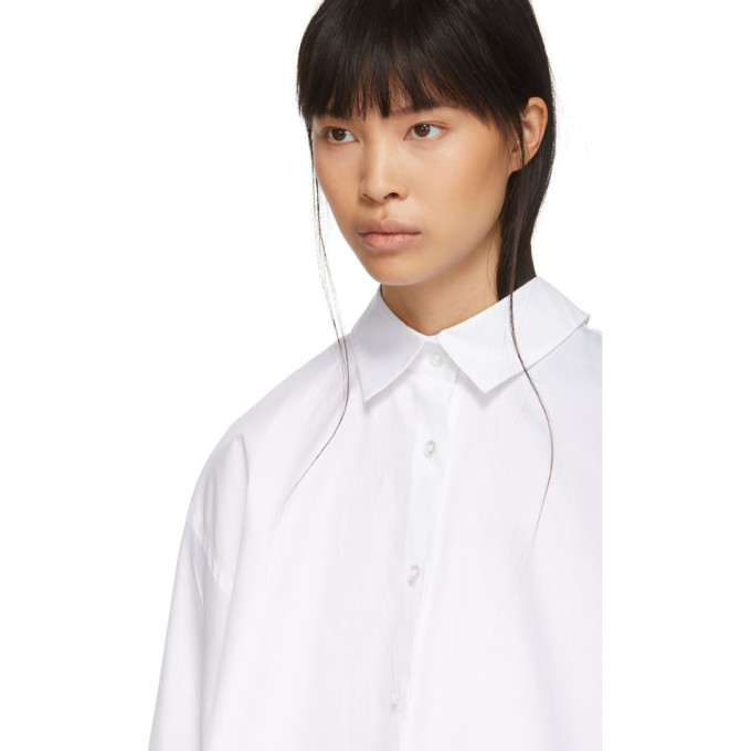 Ovelia Transtoto White Oversized Split Hem Shirt