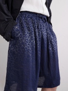 Needles - H.D. Straight-Leg Leopard-Jacquard Drawstring Shorts - Blue