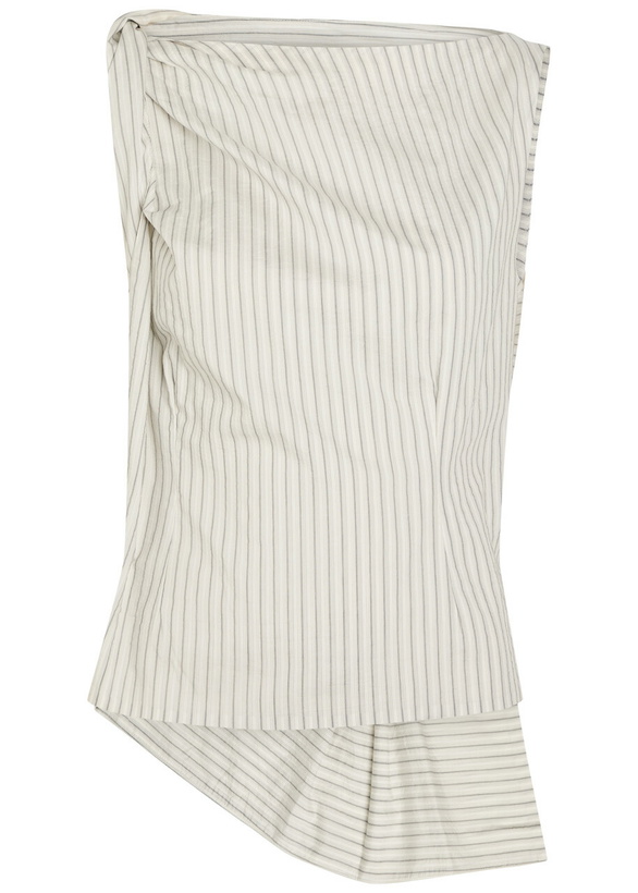 Photo: Rohe Draped Striped Silk and Cotton-blend top White