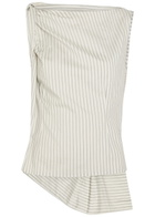 Rohe Draped Striped Silk and Cotton-blend top White