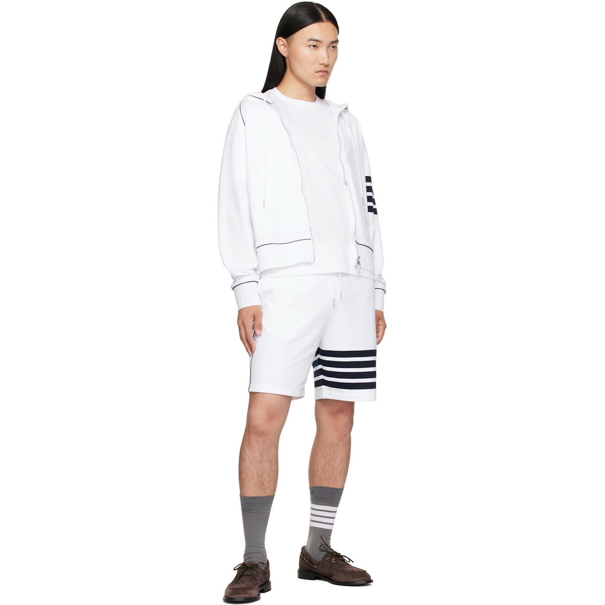 Thom Browne White Jersey Ottoman 4-Bar T-Shirt