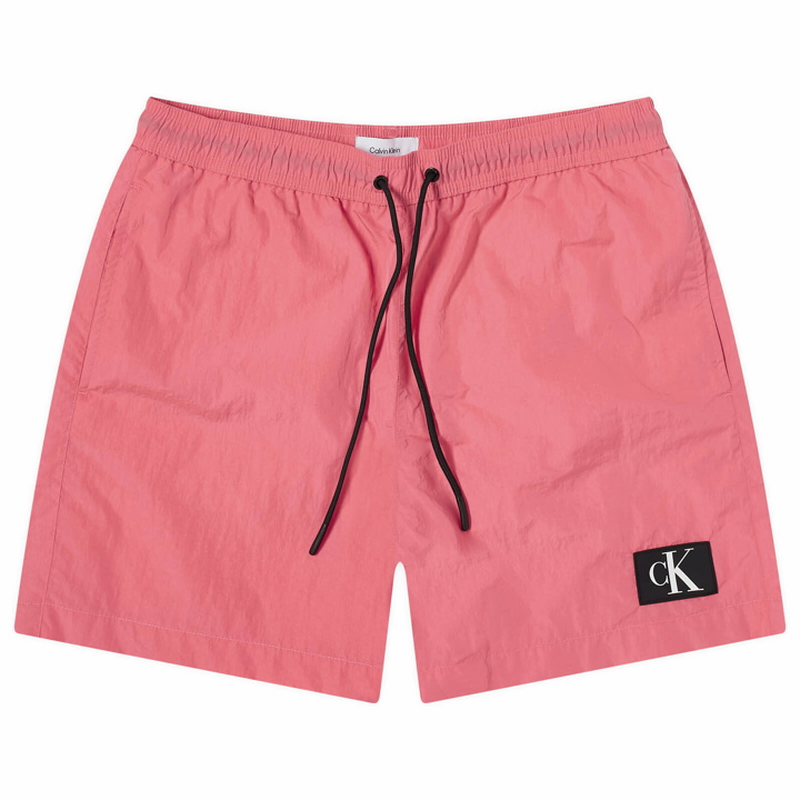 Photo: Calvin Klein Men's Monogram Logo Nylon Swim Shorts in Pink