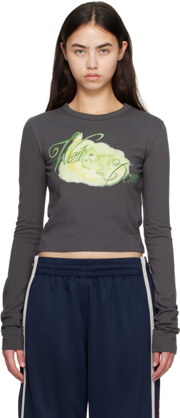 Photo: We11done Gray Cropped Pastel Teddy Long Sleeve T-shirt