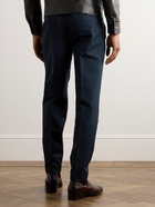 TOM FORD - Tapered Pleated Cotton Trousers - Blue