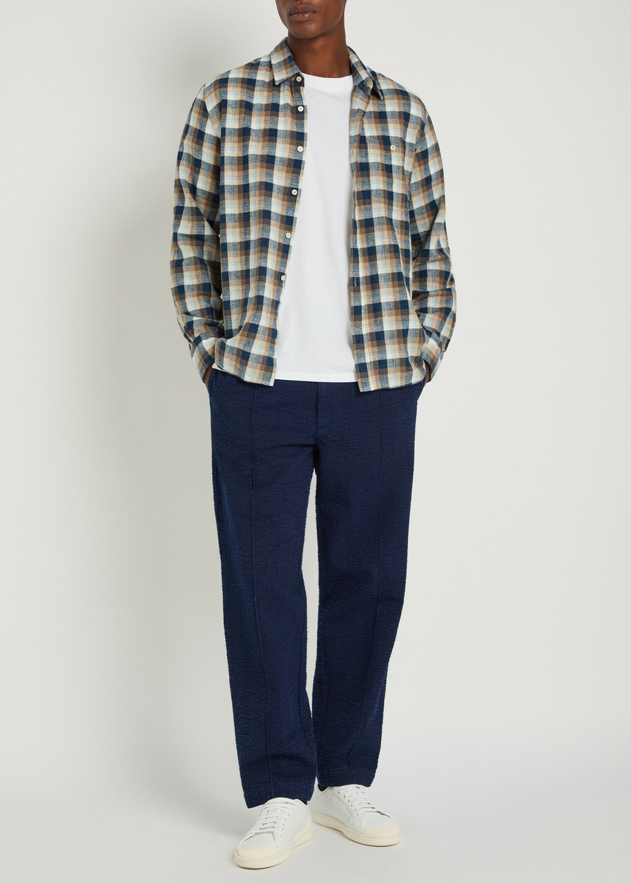 Officine Générale Hadrian Seersucker Trousers Navy