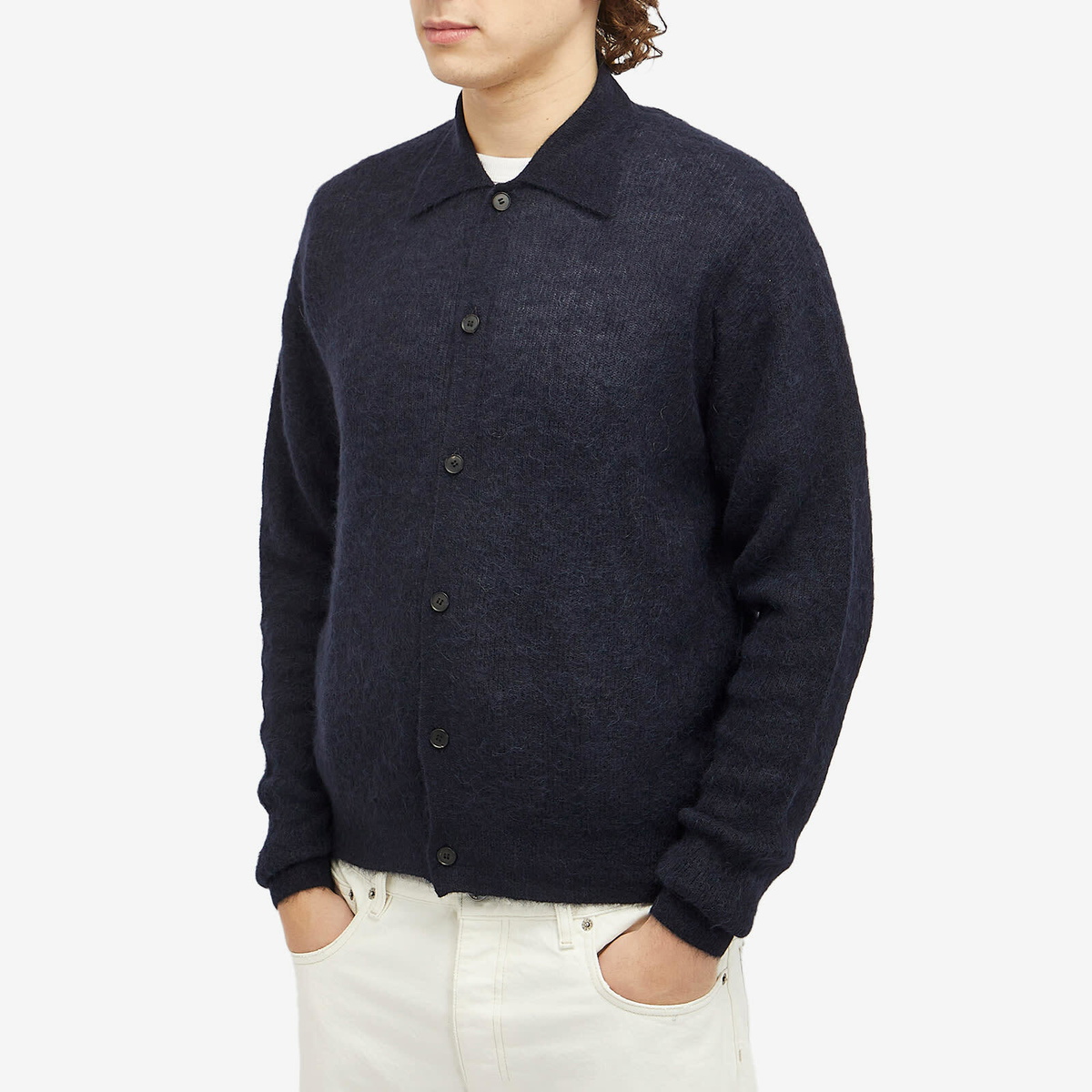 Auralee Men's Alpaca Cardigan in Navy Auralee Auralee Men's Alpaca Cardigan in Navy Auralee