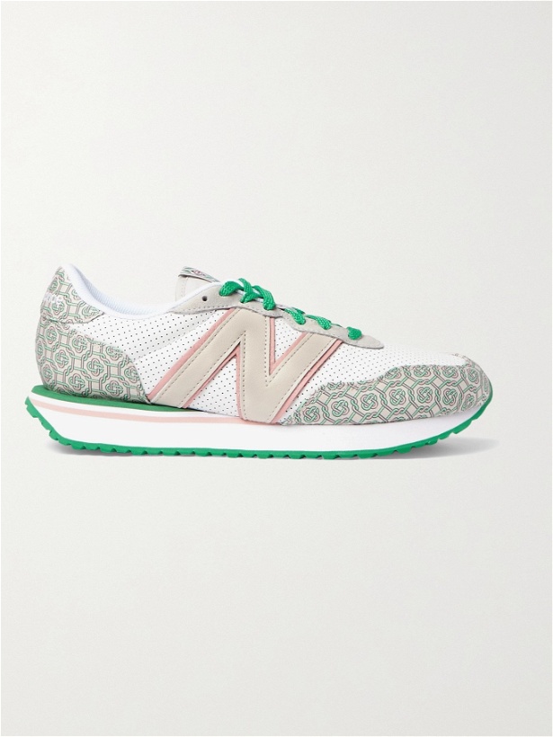 Photo: NEW BALANCE - Casablanca 237 Suede-Trimmed Logo-Jacquard and Leather Sneakers - White