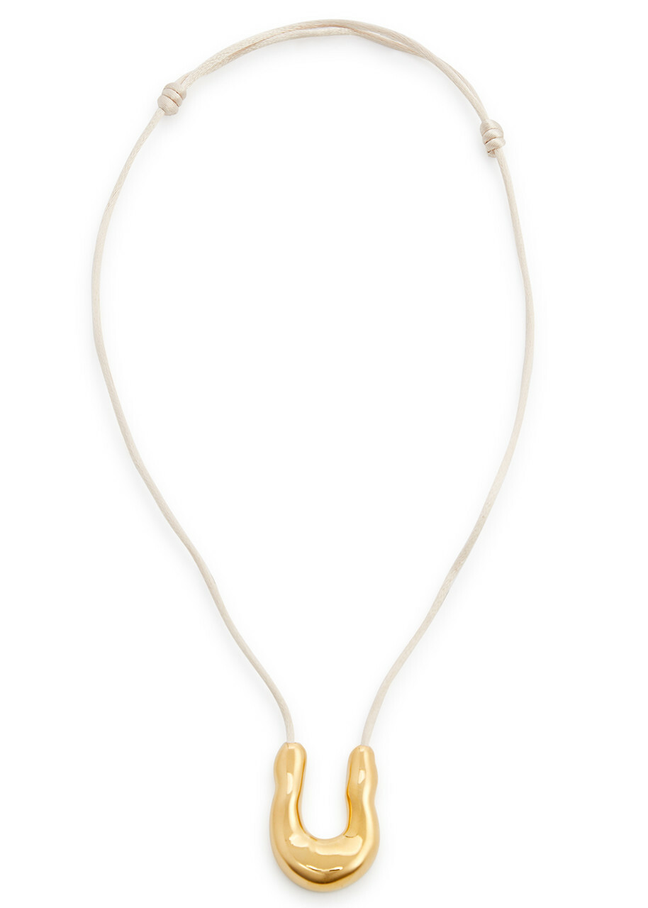 Agmes Wishbone Satin-cord Necklace - Gold - One Size