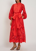 Erdem Floral Cutwork Poplin Midi Shirt Dress Orange