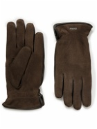 Zegna - Leather-Trimmed Cashmere-Lined Suede Gloves - Brown