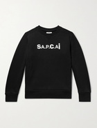 A.P.C. - Sacai Tani Logo-Print Mélange Loopback Cotton-Jersey Sweatshirt - Black - M