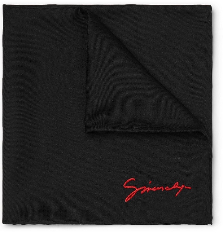 Photo: Givenchy - Logo-Embroidered Silk Pocket Square - Black