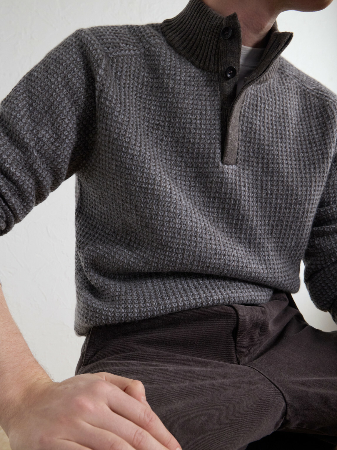 N.PEAL - Waffle-Knit Cashmere Sweater - Gray
