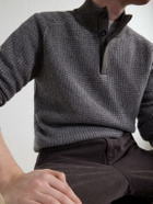 N.PEAL - Waffle-Knit Cashmere Sweater - Gray