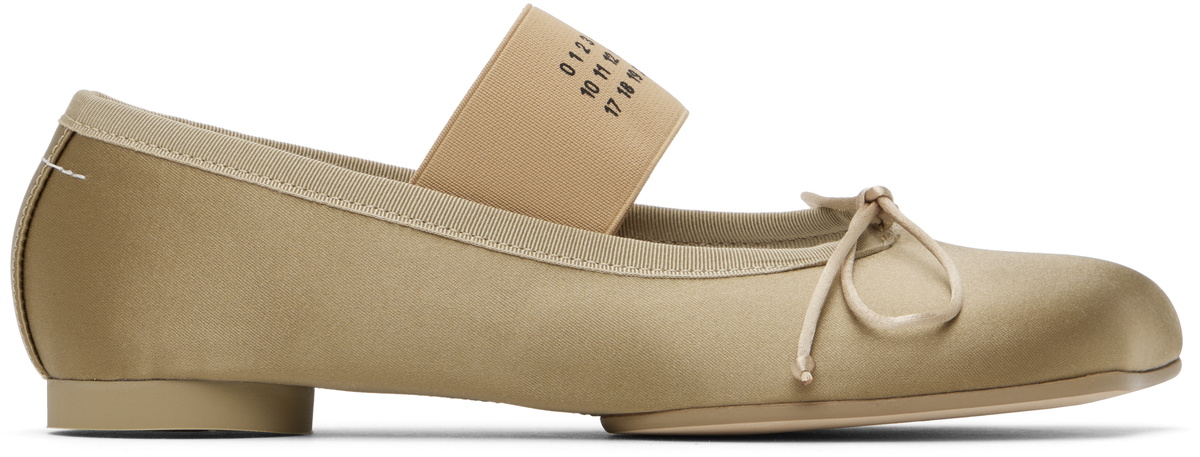 MM6 Maison Margiela Khaki Satin Anatomic Logo Ballerina