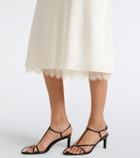 Vince Lace-trimmed satin midi skirt