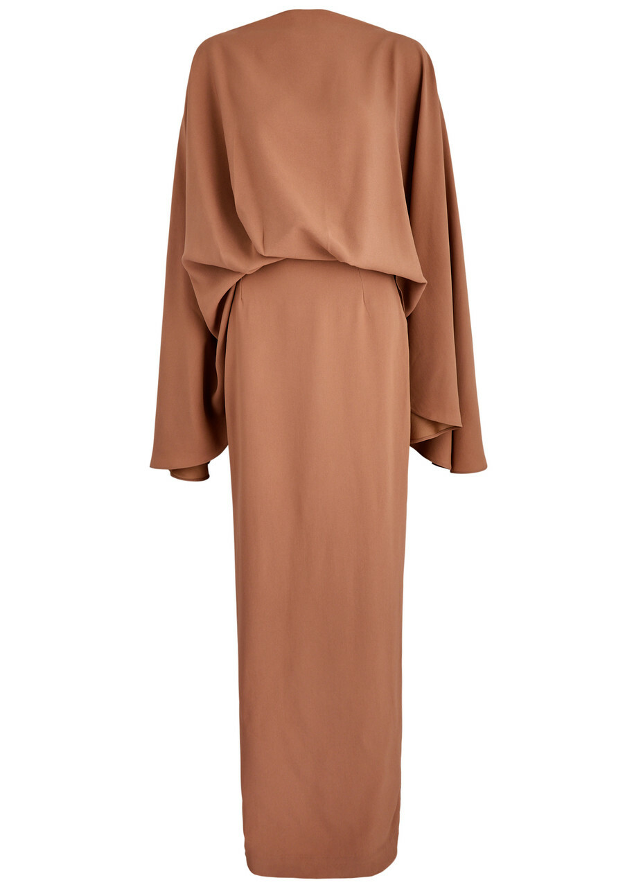Taller Marmo Eolia Crepe de Chine Maxi Dress Light Brown Taller Marmo