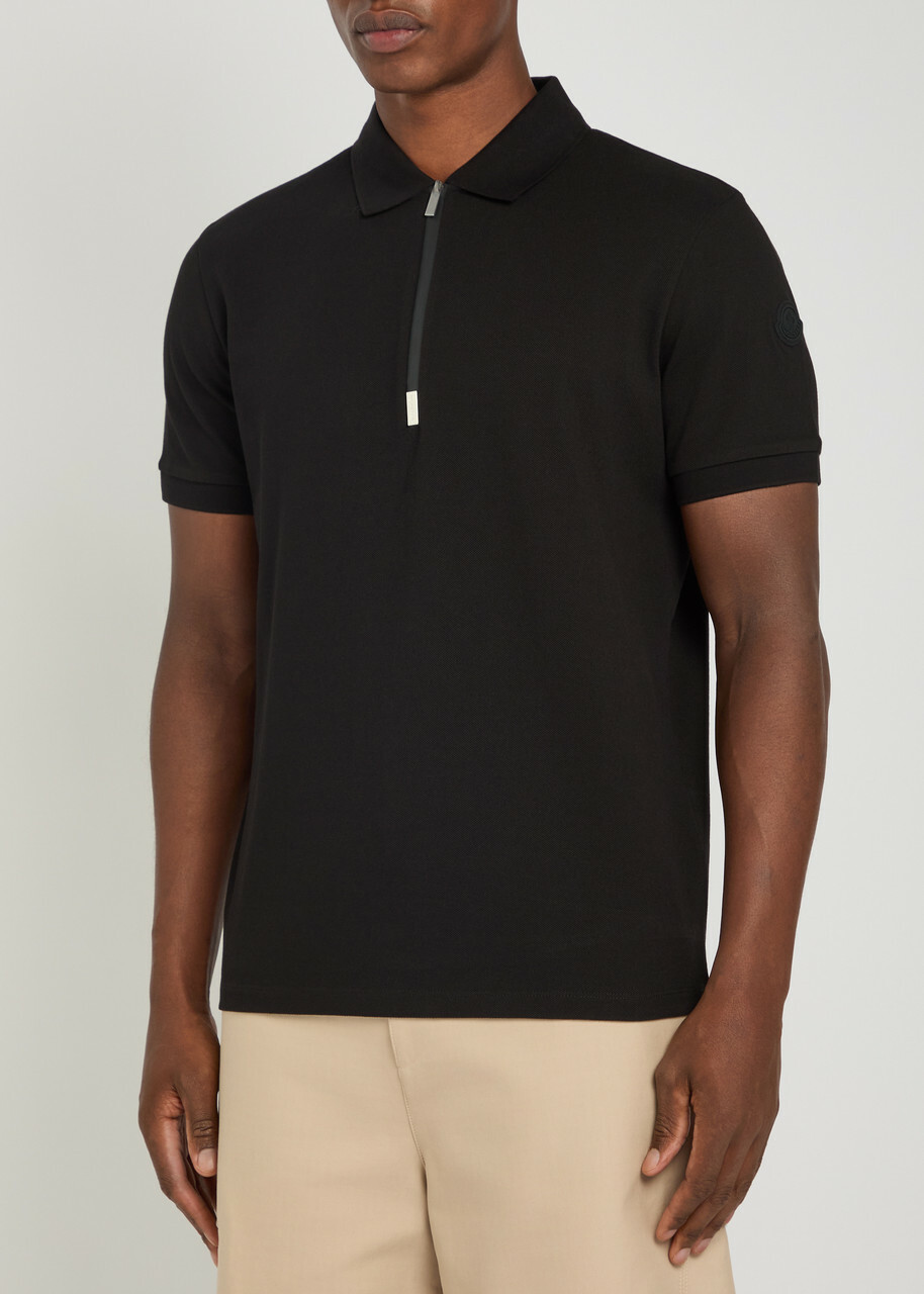 Moncler Half-zip Piqué Cotton Shirt Black
