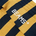 Beams Plus Men's Rib Stripe Sock in Navy/Gold 