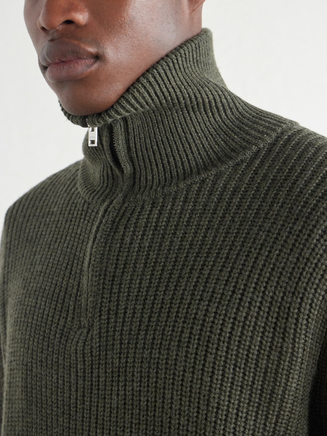 A.P.C. - Virgin Wool Half-Zip Sweater - Green