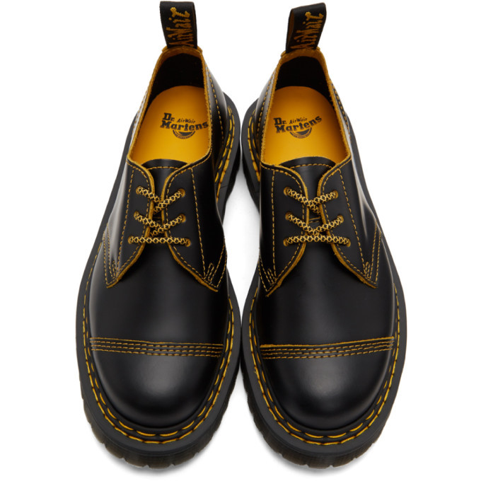 Dr. Martens Black and Yellow 1461 Bex Double-Stitch Oxfords Dr