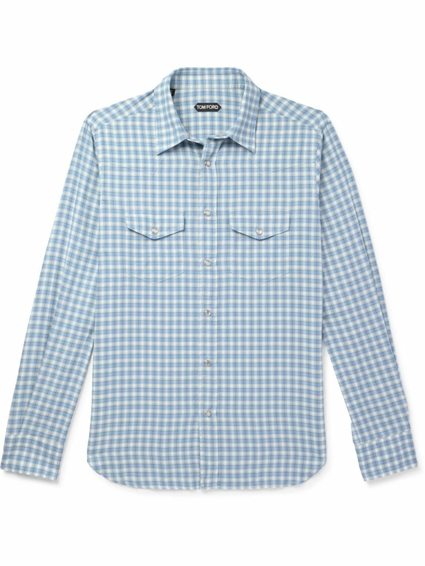Photo: TOM FORD - Checked Cotton Western Shirt - Blue
