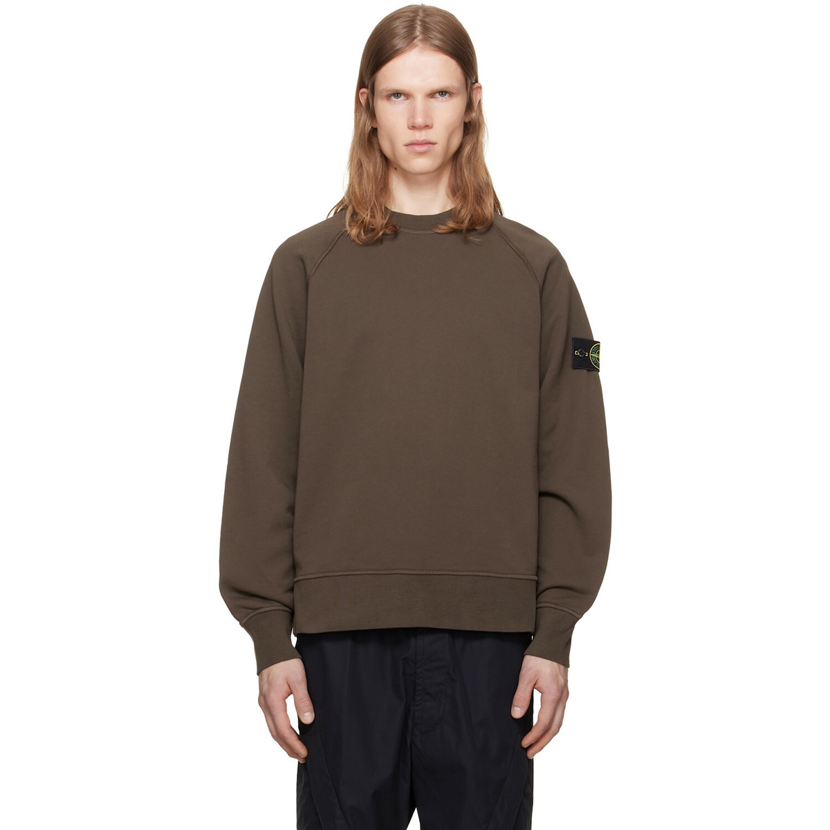 Stone Island Brown Organic Cotton Fleece Sweatshirt